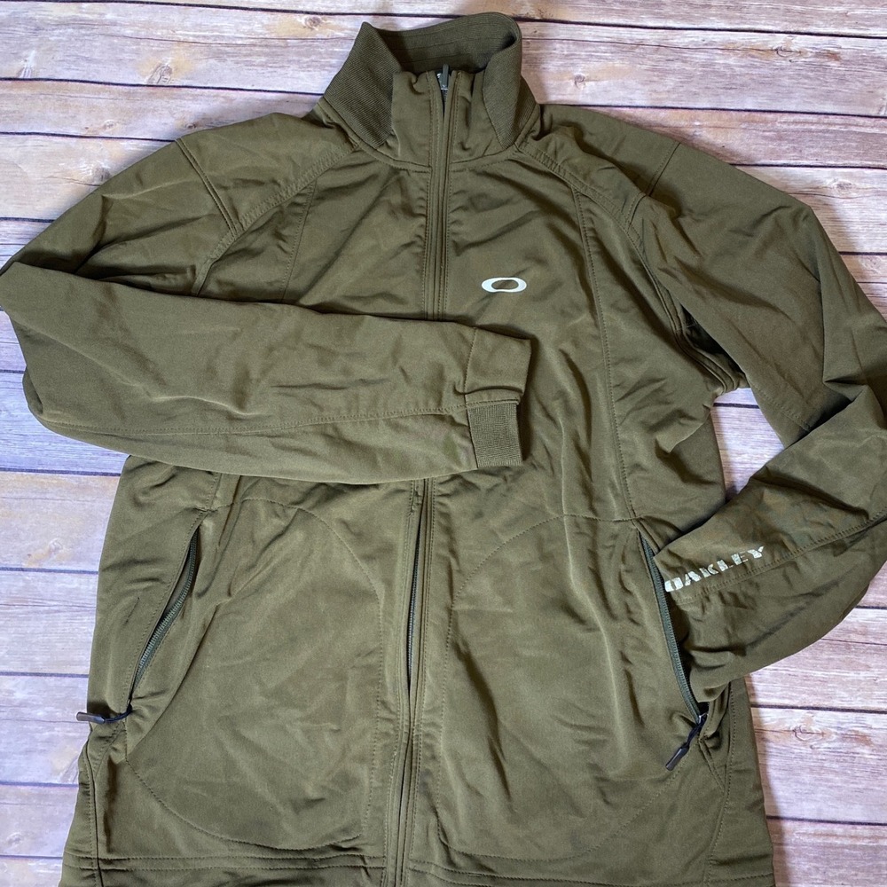 Oakley Track Jacket Mens Small Olive Green Military Icon Full Zip y2k